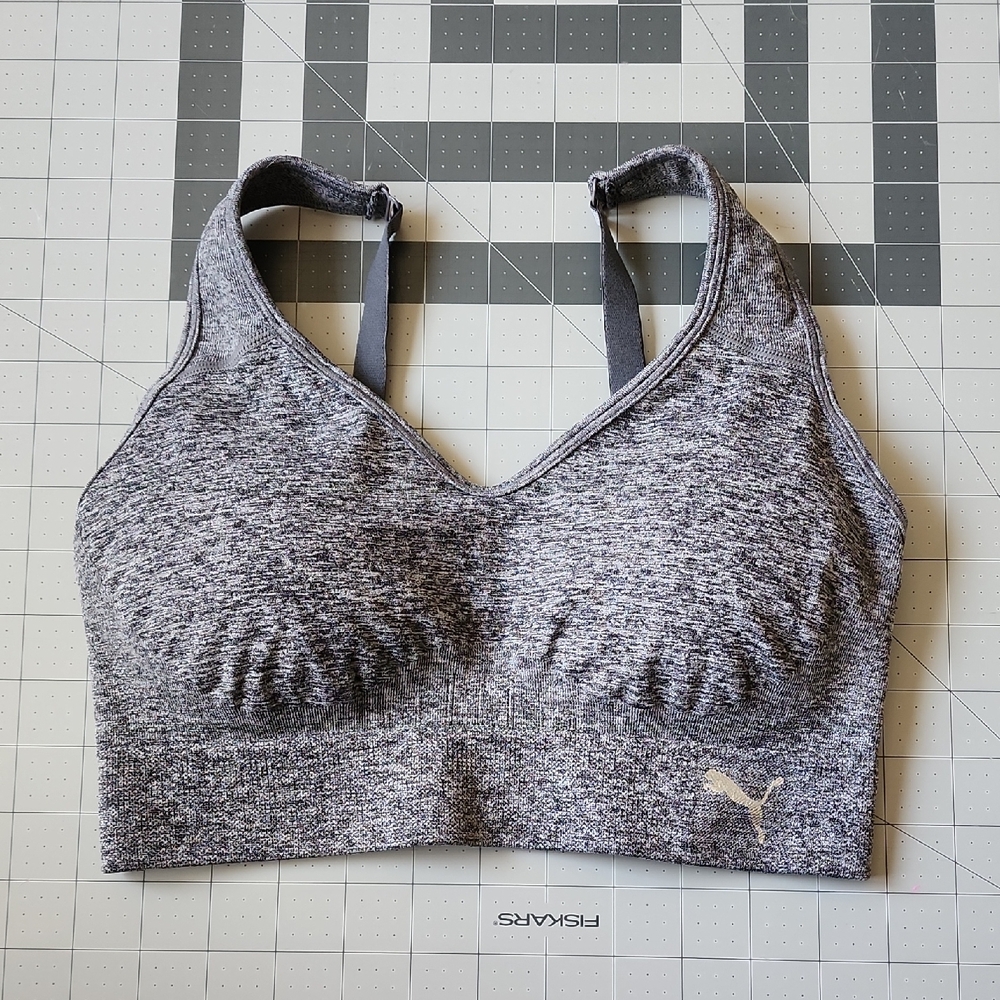 Puma Women's Heathered Gray Convertible Sports Bra